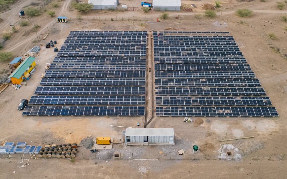 Drone photo of a solar power plant
